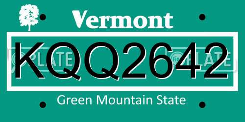 KQQ2642 Vermont License Plate