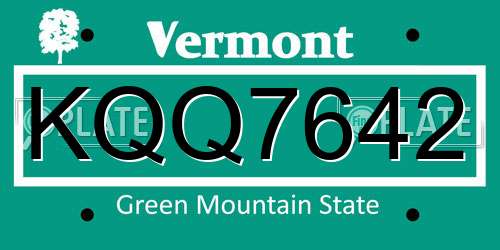 KQQ7642 Vermont License Plate