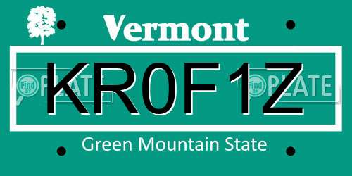 KR0F1Z Vermont License Plate