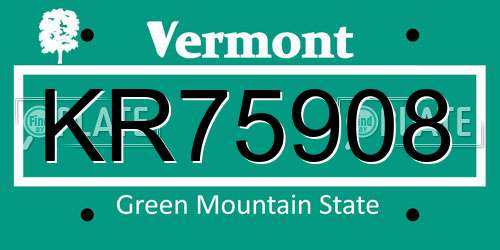 KR75908 Vermont License Plate