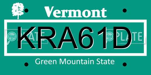 KRA61D Vermont License Plate