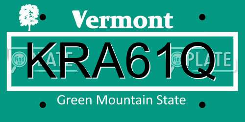 KRA61Q Vermont License Plate