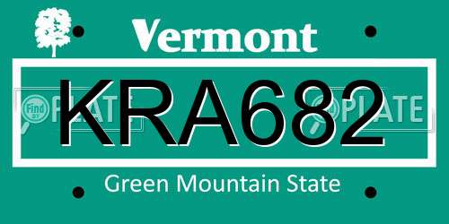 KRA682 Vermont License Plate