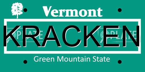 KRACKEN Vermont License Plate