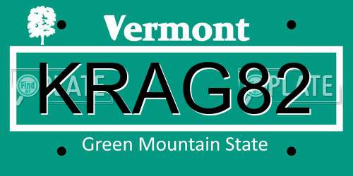KRAG82 Vermont License Plate