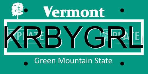 KRBYGRL Vermont License Plate