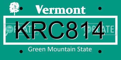 KRC814 Vermont License Plate