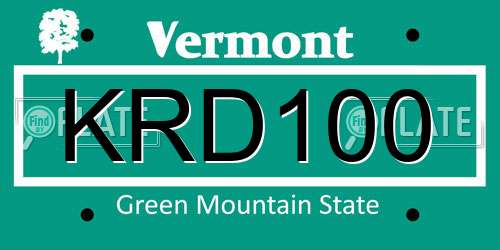 KRD100 Vermont License Plate