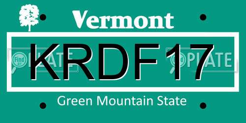 KRDF17 Vermont License Plate