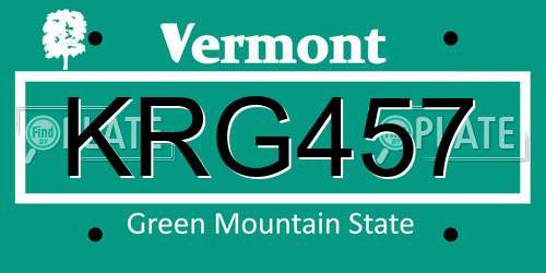 KRG457 Vermont License Plate