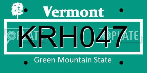KRH047 Vermont License Plate