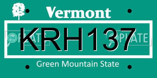 KRH137 Vermont License Plate
