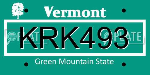 KRK493 Vermont License Plate