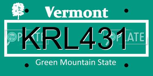 KRL431 Vermont License Plate