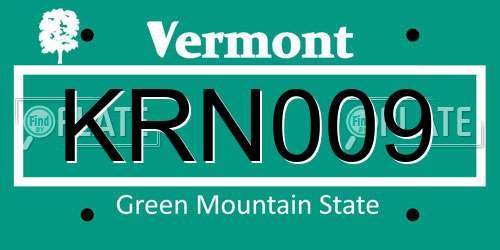 KRN009 Vermont License Plate