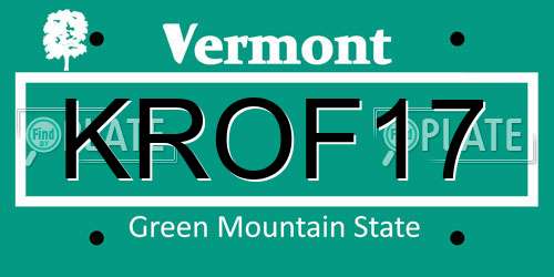 KROF17 Vermont License Plate