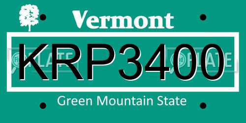 KRP3400 Vermont License Plate