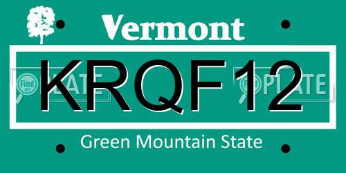 KRQF12 Vermont License Plate