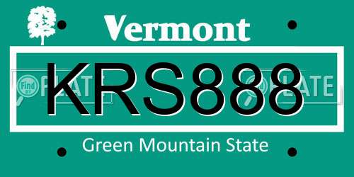 KRS888 Vermont License Plate