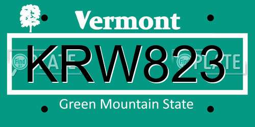 KRW823 Vermont License Plate