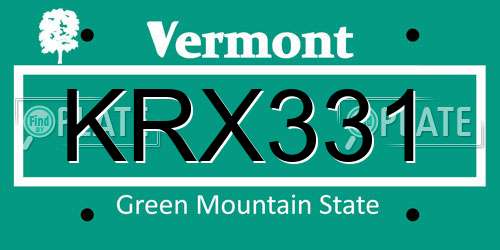 KRX331 Vermont License Plate