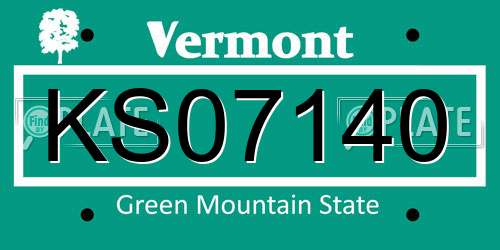 KS07140 Vermont License Plate