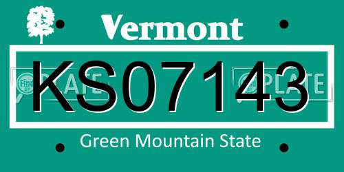 KS07143 Vermont License Plate