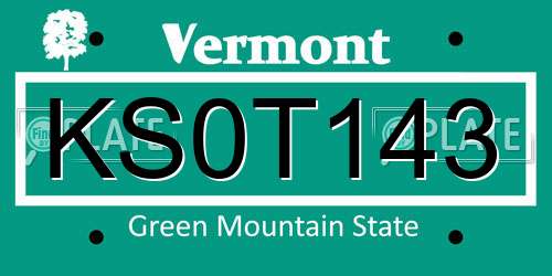 KS0T143 Vermont License Plate