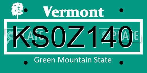 KS0Z140 Vermont License Plate