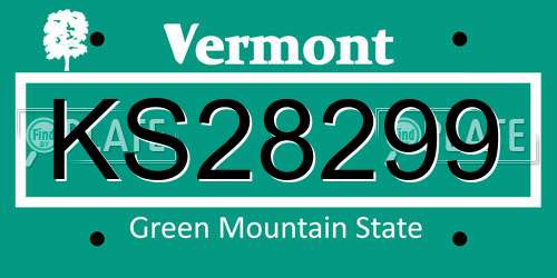 KS28299 Vermont License Plate