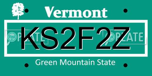 KS2F2Z Vermont License Plate