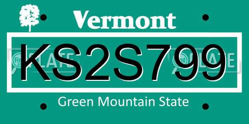 KS2S799 Vermont License Plate