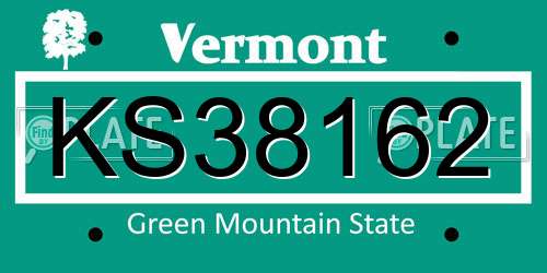 KS38162 Vermont License Plate