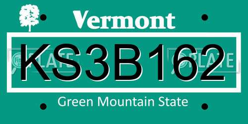 KS3B162 Vermont License Plate