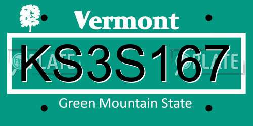 KS3S167 Vermont License Plate