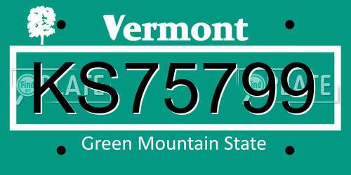 KS75799 Vermont License Plate