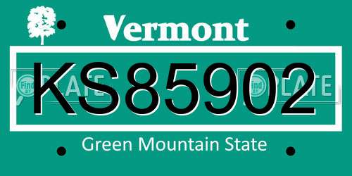 KS85902 Vermont License Plate