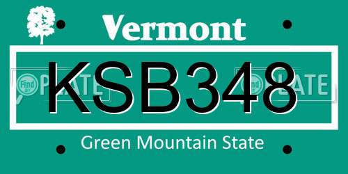 KSB348 Vermont License Plate