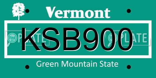 KSB900 Vermont License Plate