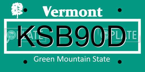 KSB90D Vermont License Plate