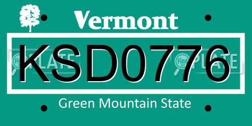 KSD0776 Vermont License Plate