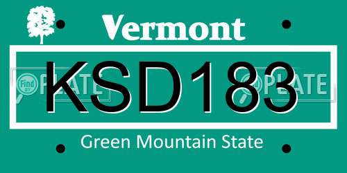 KSD183 Vermont License Plate