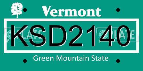 KSD2140 Vermont License Plate