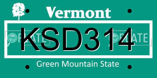 KSD314 Vermont License Plate