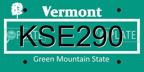 KSE290 Vermont License Plate