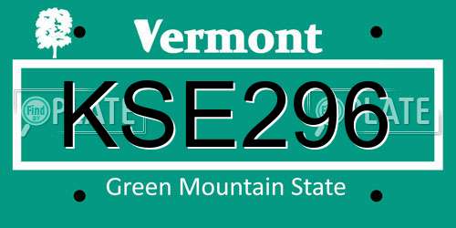 KSE296 Vermont License Plate
