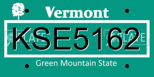 KSE5162 Vermont License Plate