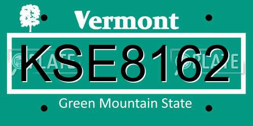 KSE8162 Vermont License Plate