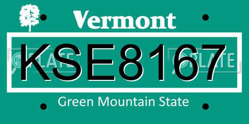 KSE8167 Vermont License Plate