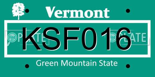 KSF016 Vermont License Plate
